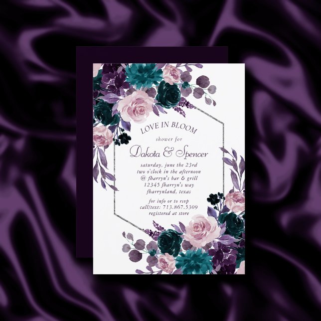 Moody Boho | Eggplant Purple Floral Bridal Shower Invitation (Creator Uploaded)