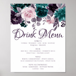 Moody Boho Eggplant Purple Floral Drink Choice Poster