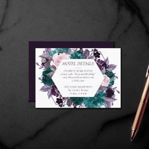 Moody Boho Eggplant Purple Floral Frame Details Enclosure Card
