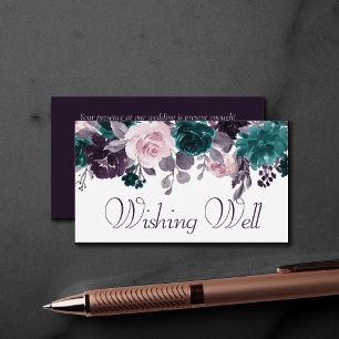 Moody Boho   Eggplant Purple Floral Wishing Well Enclosure Card