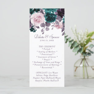 Moody Boho Eggplant Purple Floral Wreath Bouquet Program