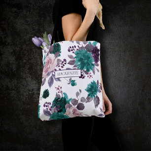 Moody Boho   Eggplant Purple Pattern Bridal Party Tote Bag