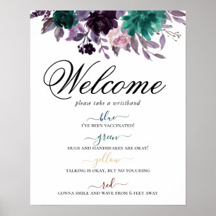 Moody Boho Eggplant Purple Teal Social Distance Poster