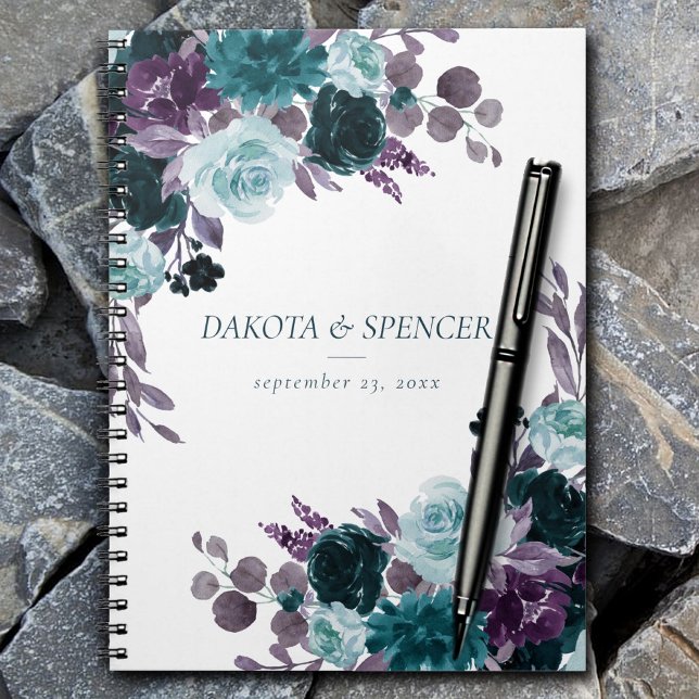Moody Boho | Teal and Purple Rose Floral Custom Notebook (Creator Uploaded)