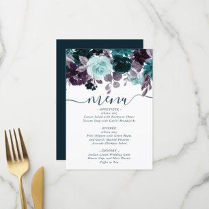 Moody Boho Teal and Turquoise Floral Garland Menu