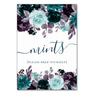 Moody Boho Teal Turquoise and Purple Treats Table Number