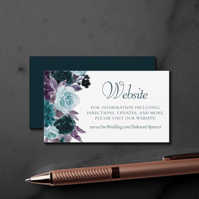 Moody Boho | Teal Turquoise Dark Floral Website Enclosure Card (Creator Uploaded)