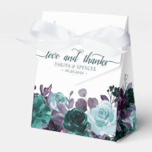 Moody Boho Teal Turquoise Floral Love and Thanks Favour Box