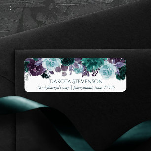 Moody Boho   Teal Turquoise Purple Rose Address Return Address Label