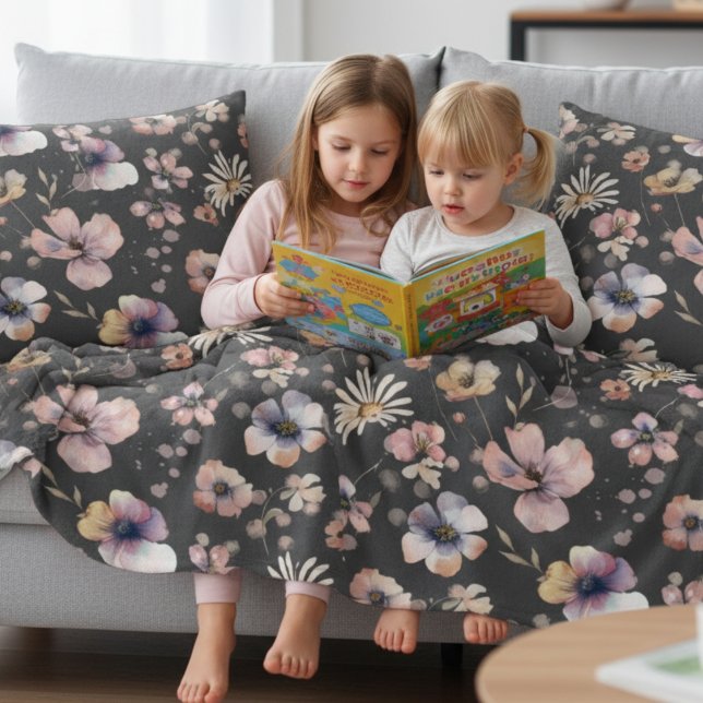 Moody Boho Watercolor Blush Wildflowers Pattern  Cushion (Creator Uploaded)