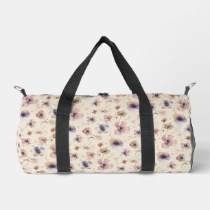 Moody Boho Watercolor Blush Wildflowers Pattern Duffle Bag