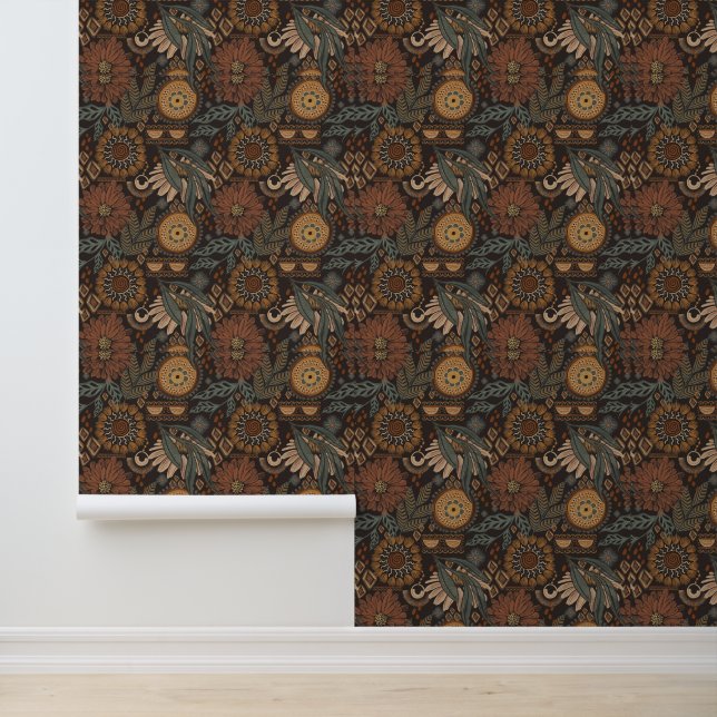 Moody Botanical Floral  Wallpaper (Application)
