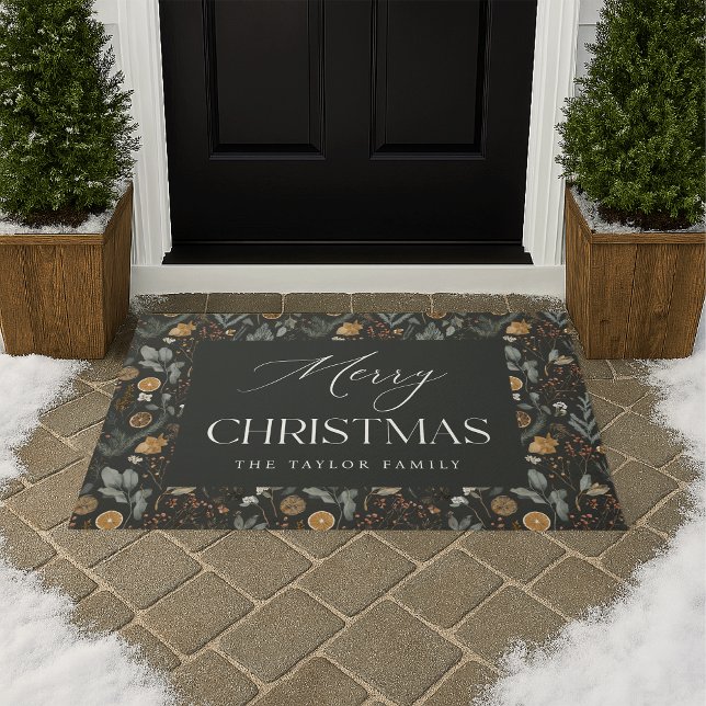 Moody Botanical Personalised Christmas Holiday Doormat (Creator Uploaded)