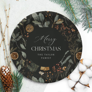 Moody Botanical Personalised Christmas Paper Plate