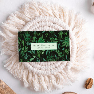 Moody Botanical QR Code Business Card Green Black