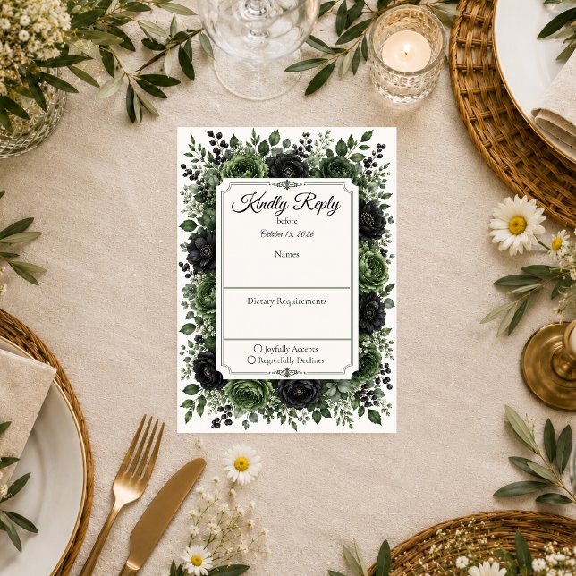 Moody Botanical Wedding RSVP Card (Creator Uploaded)