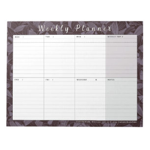 Moody Botanical Weekly Planner   Week At A Glance Notepad