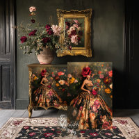 Moody Bouffant Brocade Elegant Lady & Floral