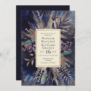 Moody Bouquet botanical wedding Invitation