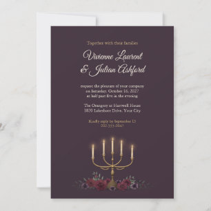 Moody Brass Candelabra Wedding Invitation