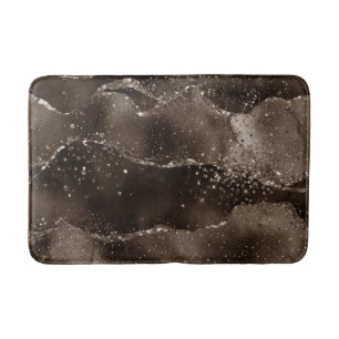 Moody Bronze Agate Golden Sepia Taupe Brown Bath Mat