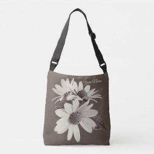 Moody Brown Daisy in warm mocha tones Crossbody Bag