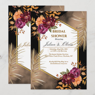 Moody Burgundy and Black Bridal Shower Invitation