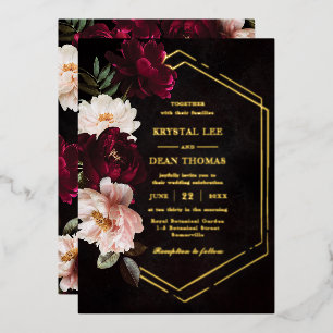 Moody Burgundy Blush Pink Floral Peonies Wedding