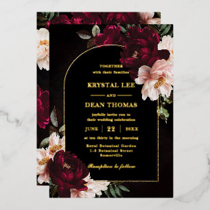 Moody Burgundy Blush Pink Floral Peonies Wedding