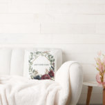 Moody Burgundy Navy Floral Gold Geometric Wedding  Cushion<br><div class="desc">Add a touch of elegance to your wedding decor or home with this moody floral pillow. Featuring hand-painted watercolor burgundy and navy blue flowers with a chic gold geometric frame. A perfect personalized gift for the newlyweds or a sophisticated accent for your wedding lounge area. Fully customizable with names or...</div>