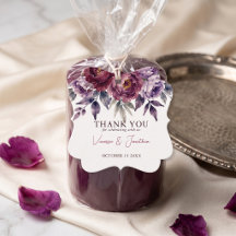 Moody Burgundy Plum Floral Fall Wedding Thank You