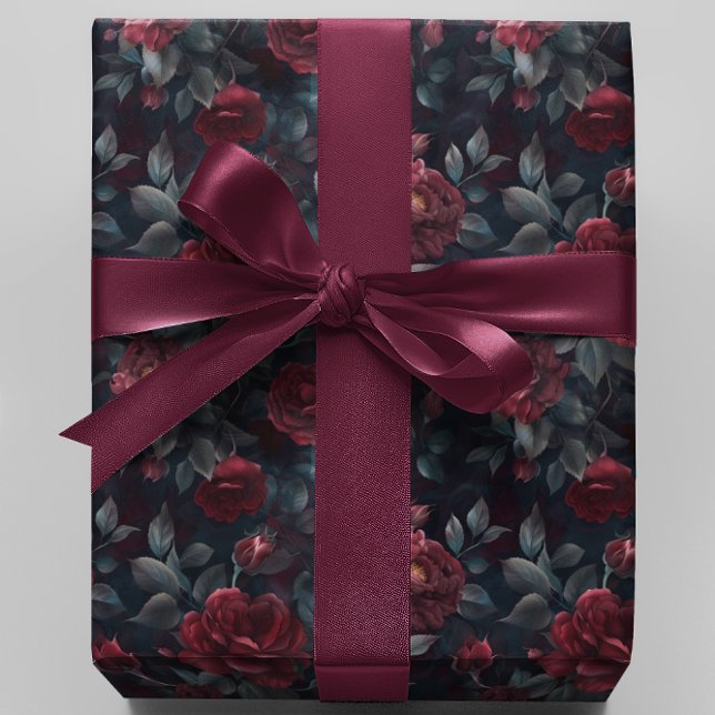 Moody Burgundy rose  Wrapping Paper (Creator Uploaded)