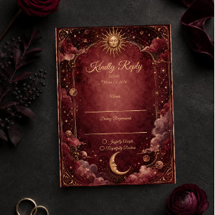 Moody Celestial Astrology Wedding RSVP Card