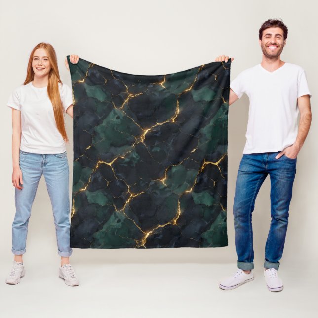 Moody Celestial — Dark Academia & Kintsugi Suite Fleece Blanket (In Situ)