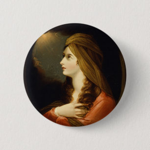 Moody Celestial Light Lady Red Turban Art 6 Cm Round Badge