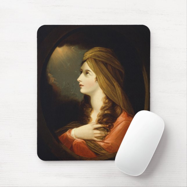 Moody Celestial Light Lady Red Turban Art Mouse Pad (With Mouse)