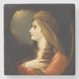 Moody Celestial Light Lady Red Turban Art Stone Coaster