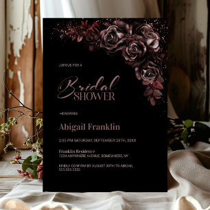 Moody Chocolate Floral Bridal Shower Invitation