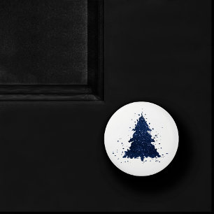 Moody Christmas Tree Classy Dark Navy Blue Ceramic Knob