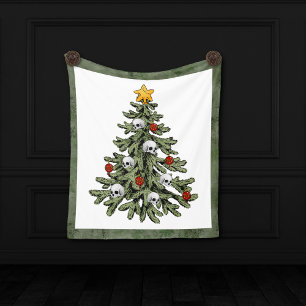 Moody Christmas Tree Classy Dark Navy Blue Fleece Blanket