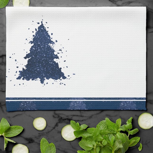 Moody Christmas Tree | Classy Dark Navy Blue Tea Towel (Creator Uploaded)