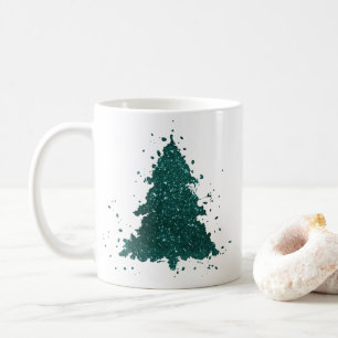 Moody Christmas Tree Dark Midnight Teal Splatter Coffee Mug