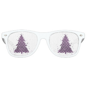 Moody Christmas Tree   Dark Plum Purple Splatter Retro Sunglasses