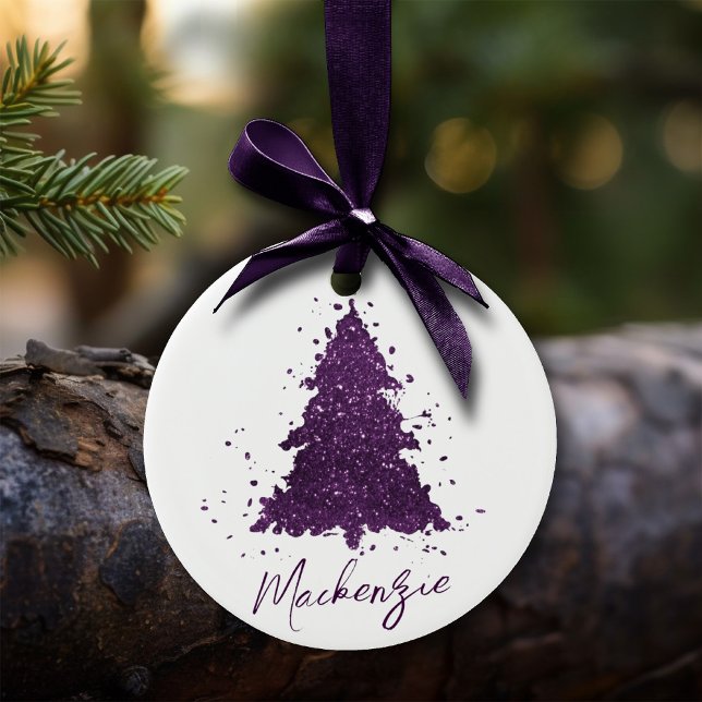 Moody Christmas Tree | Deep Plum Purple Custom Ceramic Ornament (Creator Uploaded)
