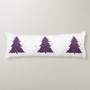 Moody Christmas Tree   Deep Plum Purple Splatter Body Cushion