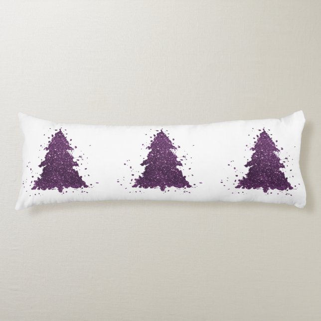 Moody Christmas Tree | Deep Plum Purple Splatter Body Cushion (Front)
