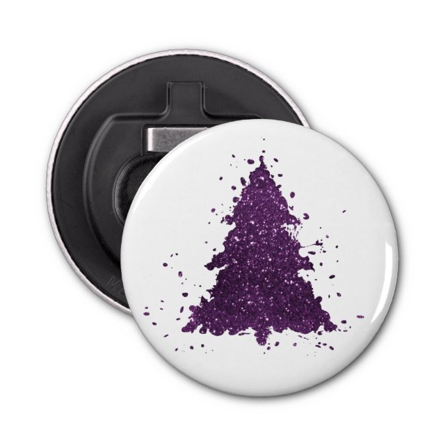Moody Christmas Tree | Deep Plum Purple Splatter Bottle Opener (Front)