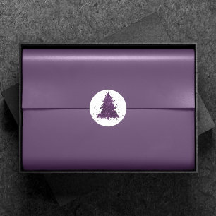 Moody Christmas Tree   Deep Plum Purple Splatter Classic Round Sticker