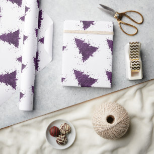 Moody Christmas Tree   Deep Plum Purple Splatter Wrapping Paper