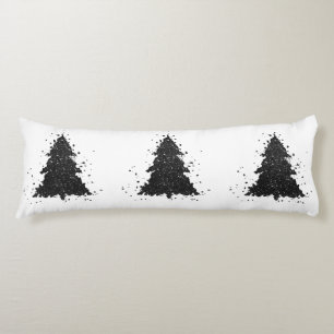 Moody Christmas Tree   Onyx Silvery Black Splatter Body Cushion